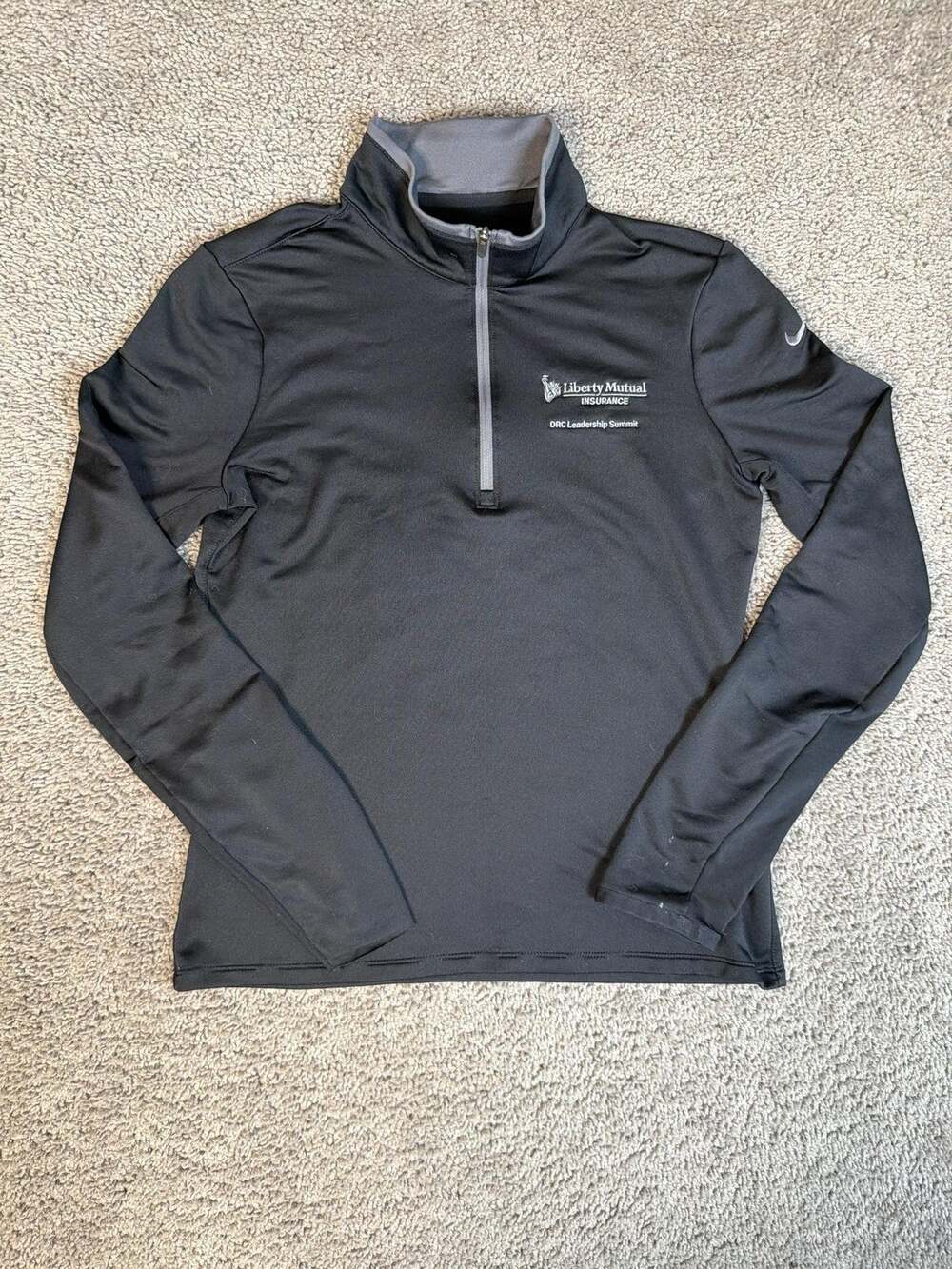 Nike Windshirt Jacket Womens S Black 1/4 Zip Stand-Up Collar Golf Dri-FIT Logo